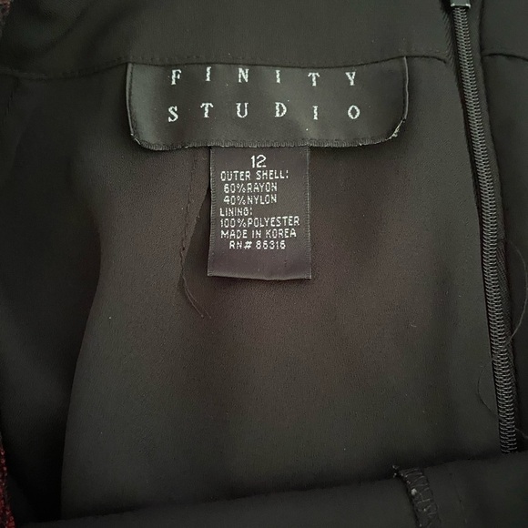 Vintage Finity Studio Red Floral Lace Pants | Sz 12 | Black Contrast - Picture 6 of 7